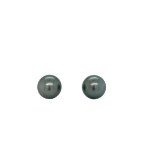14K Yellow Gold Tahitian Black Pearl Earrings