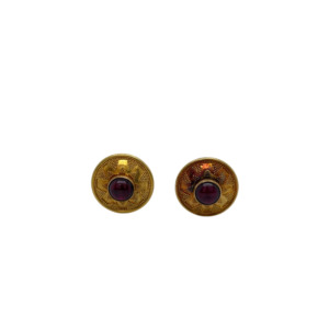 24K Yellow Gold Garnet Earrings