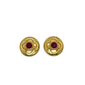 18K Yellow Gold Pink Tourmaline Earrings