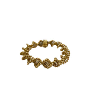 18K Yellow Gold Mesh and Ball Bracelet