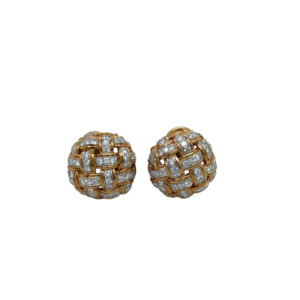 18K Yellow Gold and Platinum Diamond Earrings