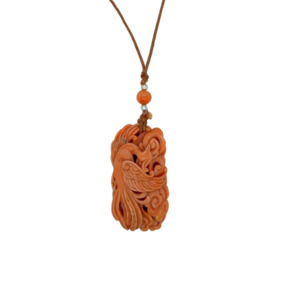 Carved Coral and Pearl Necklace