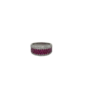18K White Gold Ruby and Diamond Band