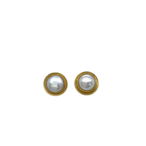 18K Yellow Gold Pearl Earrings