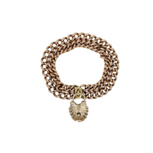 Antique 14K Rose Gold Shell Lock Bracelet