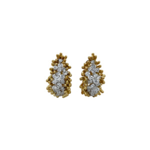 18K Yellow and White Gold Diamond Earring