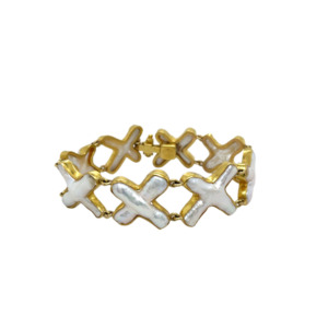 18K Yellow Gold Biwa Pearl Bracelet