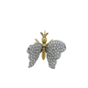 18K White and Yellow Gold Diamond Butterfly Brooch