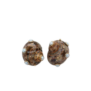 MAZ 14k Yellow Gold Shell, Pearl Earring