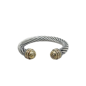 David Yurman Sterling Silver and 14k Yellow Gold Bangle Bracelet
