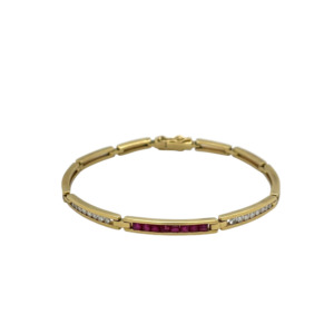 18K Yellow Gold Ruby and Diamond Bracelet
