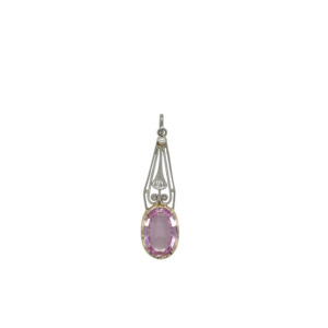 Platinum and Gold Imperial Topaz, Diamond and Pearl Pendant