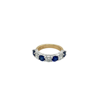 14k White and Yellow Gold Sapphire and Diamond Band