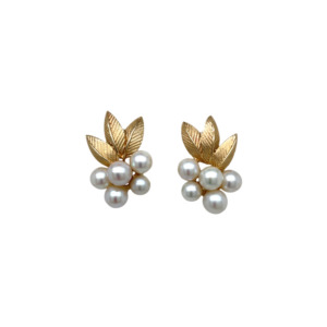 18K Yellow Gold Pearl Earrings