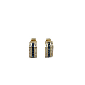14K Yellow Gold Sapphire and Diamond Earrings