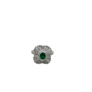 Platinum Emerald and Diamond Ring