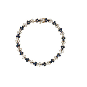 14K Yellow Gold Diamond and Sapphire Bracelet