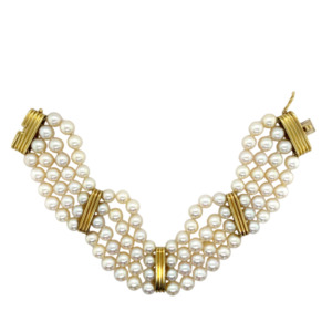 18K Yellow Gold Pearl Bracelet