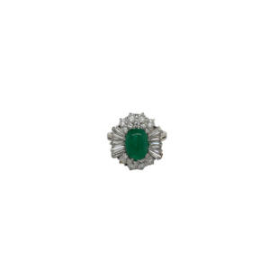 18K White Gold Emerald and Diamond Ring