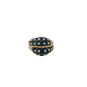 18K Yellow Gold Sapphire and Diamond Ring