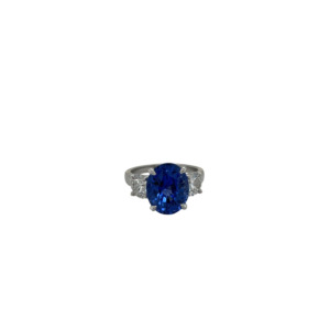 Platinum Sapphire and Diamond Ring