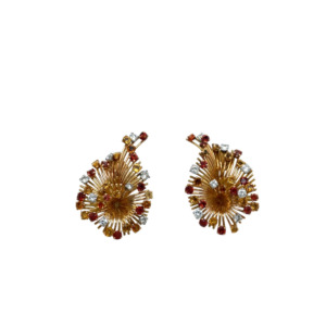 French Retro 18K Yellow Gold Diamond Citrine Earrings