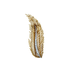 Tiffany & Co. French made 18K Yellow Gold and Platinum Diamond Brooch