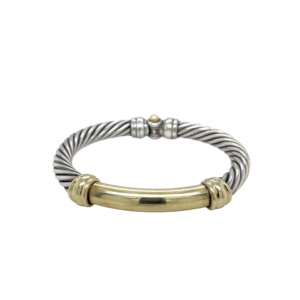 D Yurman Silver and 14K Yellow Gold Bangle Bracelet