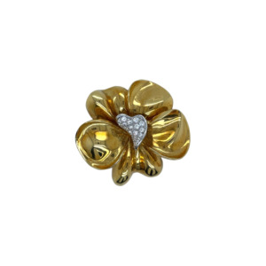 18K Yellow Gold Diamond Brooch