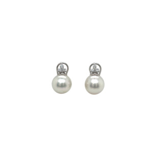 18K White Gold South Sea Pearl and Diamond Earrings