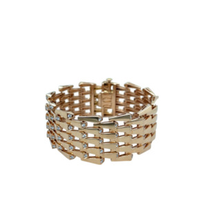 18K Rose Gold Diamond Tank-Track Bracelet