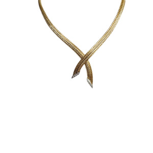 14K Yellow Gold Mesh Diamond Necklace