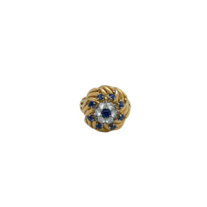 18K Yellow Gold Sapphire and Diamond Ring