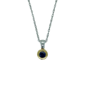 14K White Gold and 18K Yellow Gold Sapphire Pendant