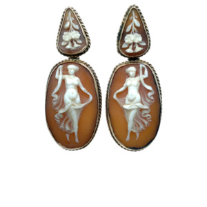 14K Yellow Gold Cameo Earrings