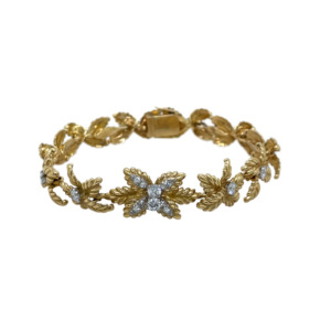 French 18K Yellow Gold Diamond Bracelet