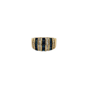 14K Yellow Gold Sapphire and Diamond Band