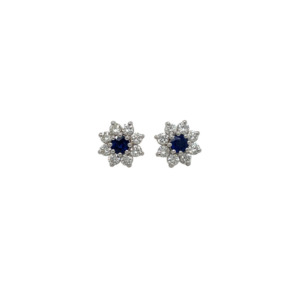 18K White and Yellow Gold Sapphire and Diamond Earrings