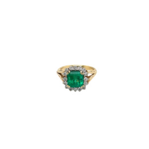 14K Yellow Gold Emerald and Diamond Ring