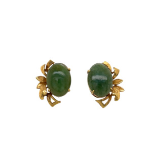 14K Yellow Gold Jade Earrings