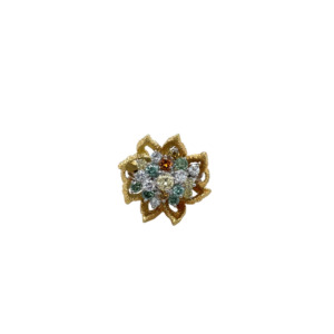 14K White Gold Multi-Color Diamond Ring With 18k Yellow Gold Jacket
