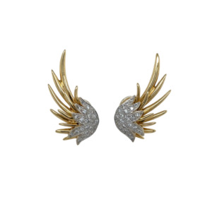 14K Yellow  Gold Diamond Earrings