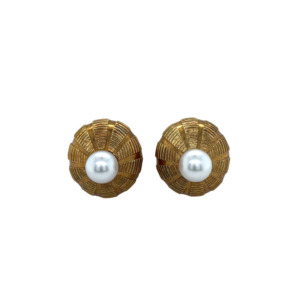 Tiffany & Co. 18K Yellow Gold Pearl Taj Mahal Earrings