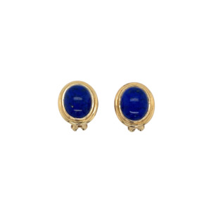 14K Yellow Gold Lapis Earrings