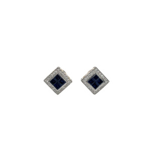 18K White Gold Sapphire and Diamond Earrings