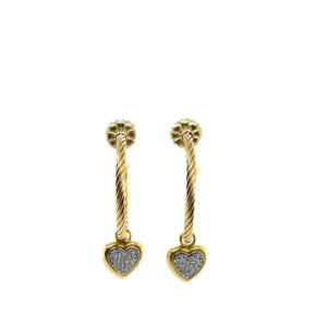 David Yurman 18K Yellow Gold Hoop Diamond Earrings
