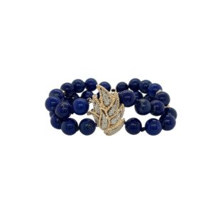 14K Yellow Gold Lapis Diamond Bracelet