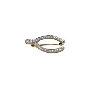 Tiffany & Co. Edwardian Platinum and 18K Yellow Gold Diamond Wishbone Brooch