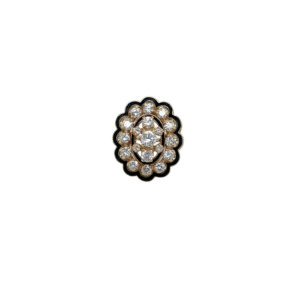 Vintage 14K Yellow Gold Diamond and Enamel Ring