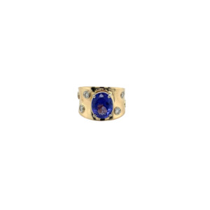 14K Yellow Gold Tanzanite and Diamond Ring